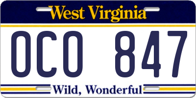 WV license plate OCO847