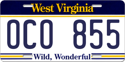 WV license plate OCO855