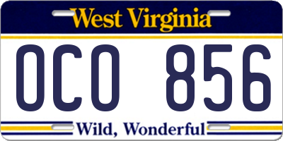 WV license plate OCO856