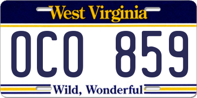 WV license plate OCO859