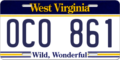 WV license plate OCO861