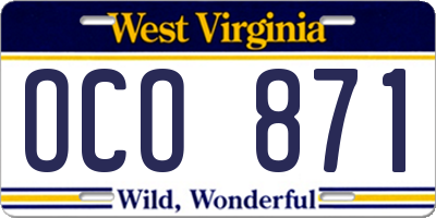WV license plate OCO871
