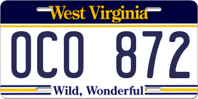 WV license plate OCO872