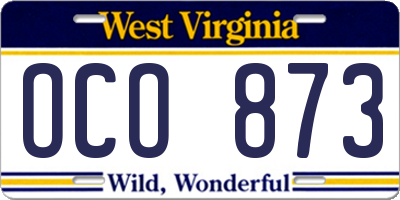 WV license plate OCO873