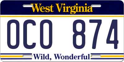 WV license plate OCO874