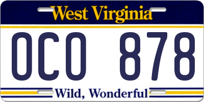 WV license plate OCO878