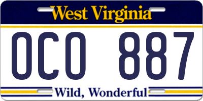 WV license plate OCO887