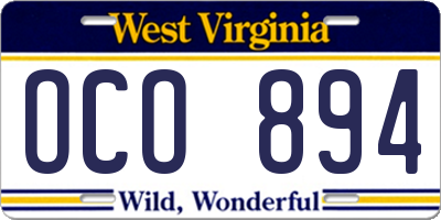 WV license plate OCO894
