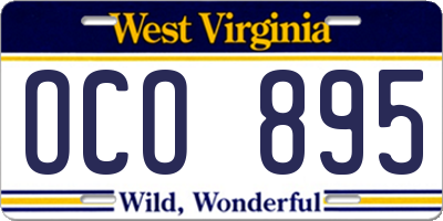 WV license plate OCO895
