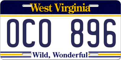 WV license plate OCO896