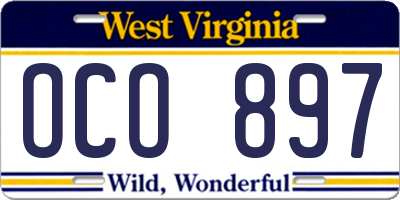 WV license plate OCO897