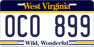 WV license plate OCO899