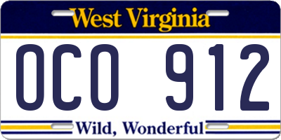 WV license plate OCO912