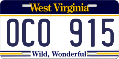 WV license plate OCO915