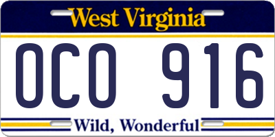 WV license plate OCO916