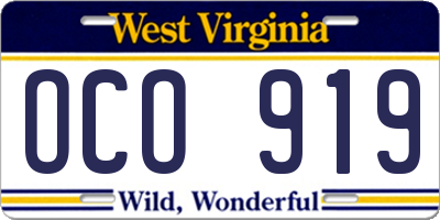 WV license plate OCO919