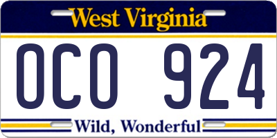 WV license plate OCO924