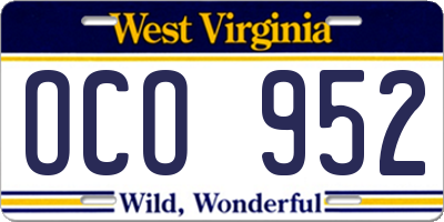 WV license plate OCO952