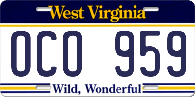 WV license plate OCO959