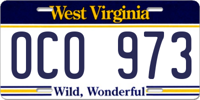 WV license plate OCO973