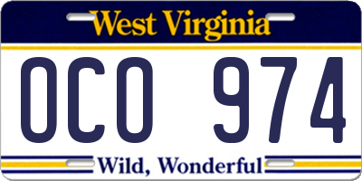 WV license plate OCO974