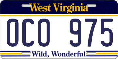 WV license plate OCO975