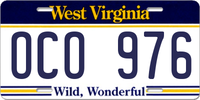 WV license plate OCO976