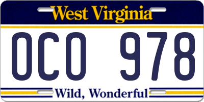 WV license plate OCO978