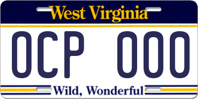 WV license plate OCP000