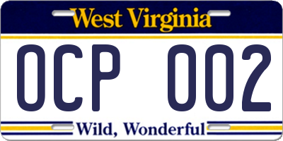 WV license plate OCP002