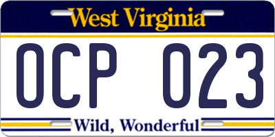 WV license plate OCP023