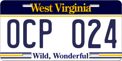 WV license plate OCP024