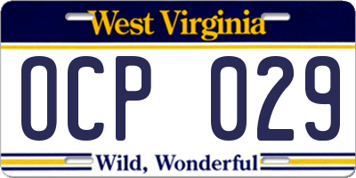 WV license plate OCP029