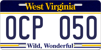 WV license plate OCP050
