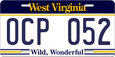 WV license plate OCP052