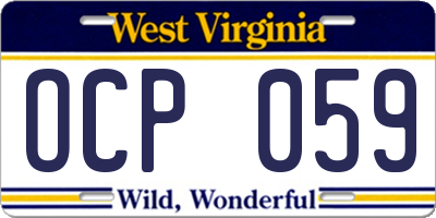 WV license plate OCP059