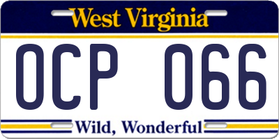 WV license plate OCP066