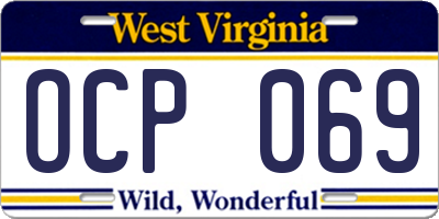 WV license plate OCP069