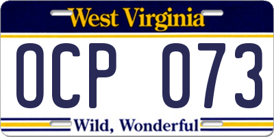 WV license plate OCP073