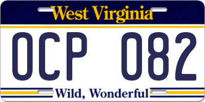 WV license plate OCP082