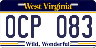 WV license plate OCP083