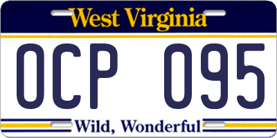 WV license plate OCP095