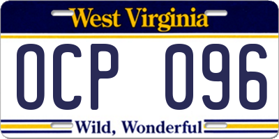 WV license plate OCP096