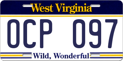 WV license plate OCP097