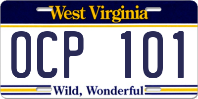 WV license plate OCP101