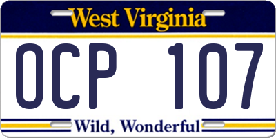 WV license plate OCP107