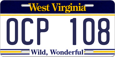 WV license plate OCP108