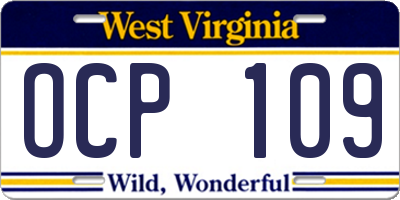 WV license plate OCP109