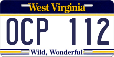 WV license plate OCP112