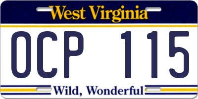 WV license plate OCP115
